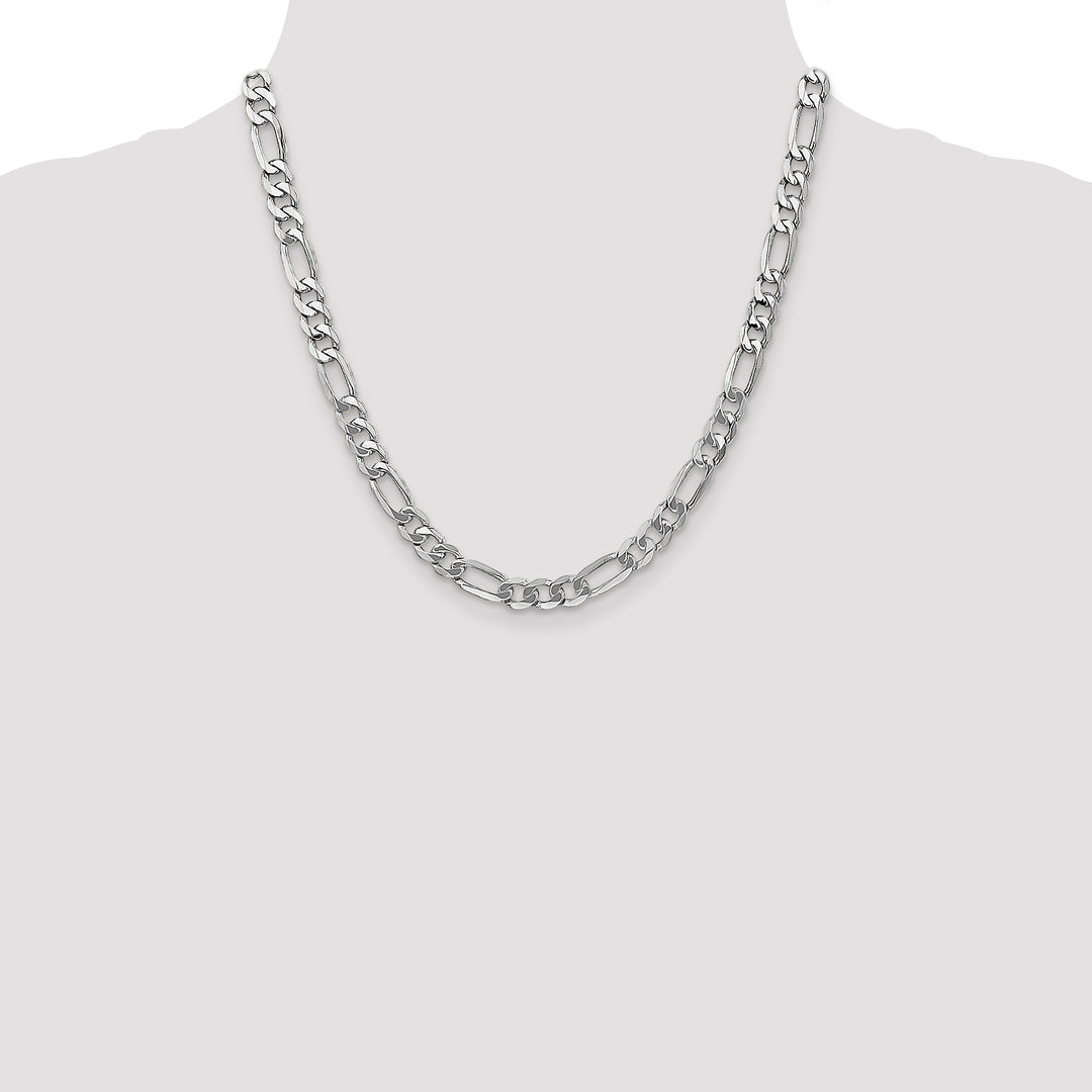 14k White Gold 7mm Flat Figaro Chain