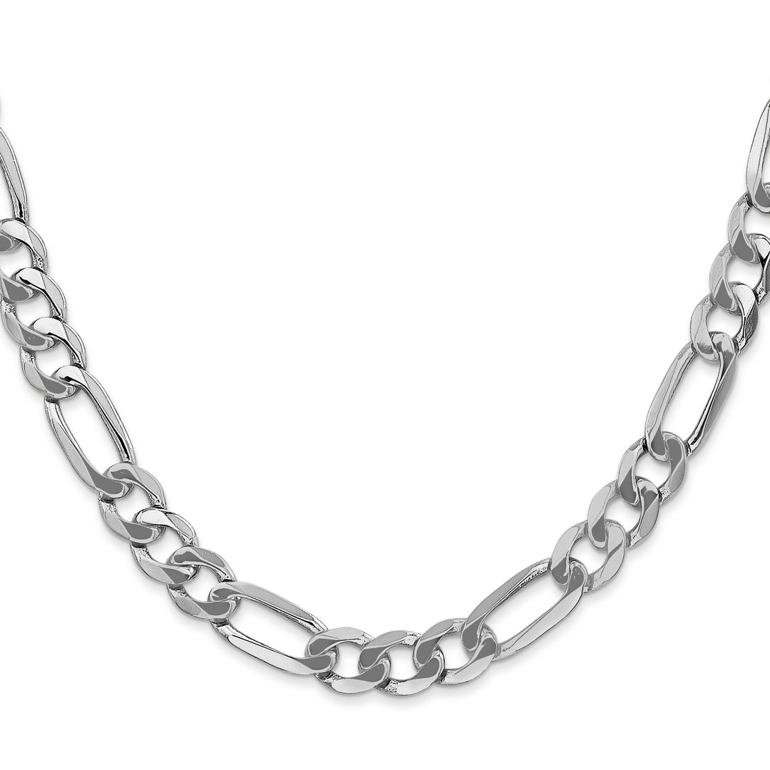 14k White Gold 7mm Flat Figaro Chain