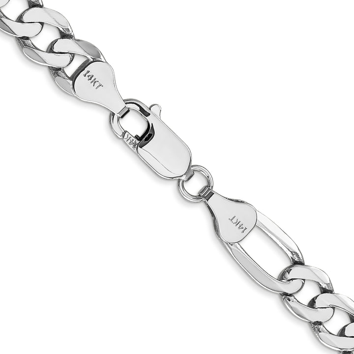 14k White Gold 7mm Flat Figaro Chain