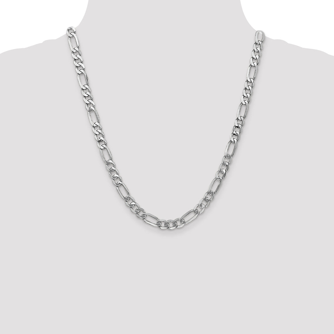 14k White Gold 7mm Flat Figaro Chain