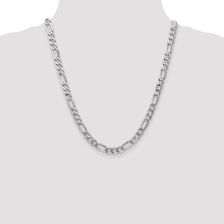 14k White Gold 7mm Flat Figaro Chain