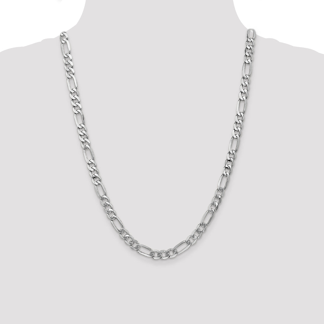 14k White Gold 7mm Flat Figaro Chain