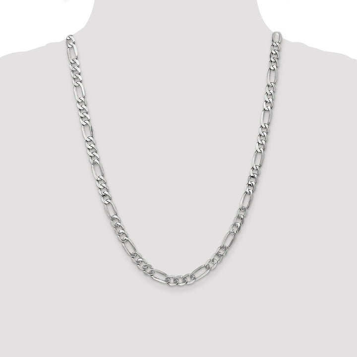 14k White Gold 7mm Flat Figaro Chain