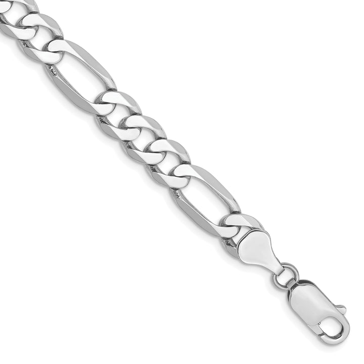 14k White Gold 7mm Flat Figaro Chain