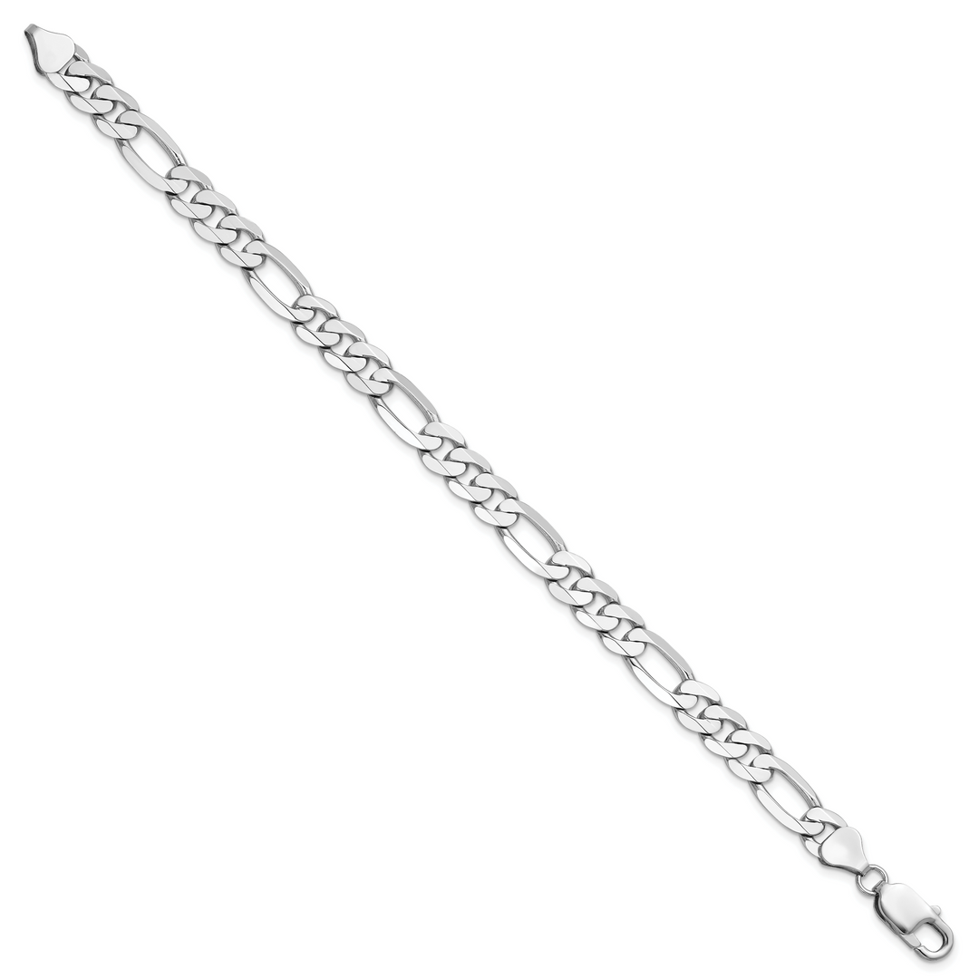 14k White Gold 7.5mm Flat Figaro Chain
