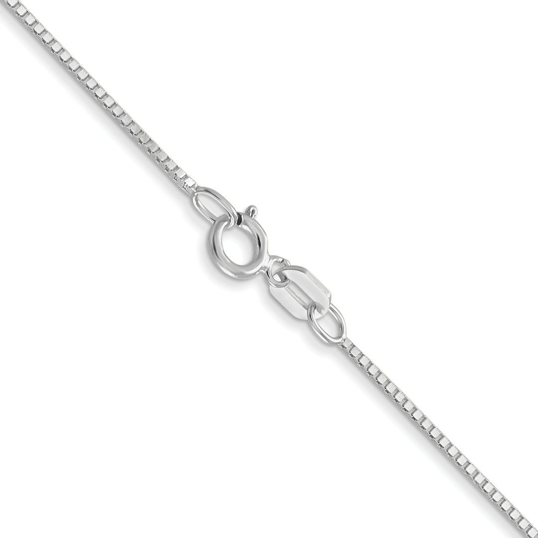 14k White Gold .7mm Box with Spring Ring Clasp Chain