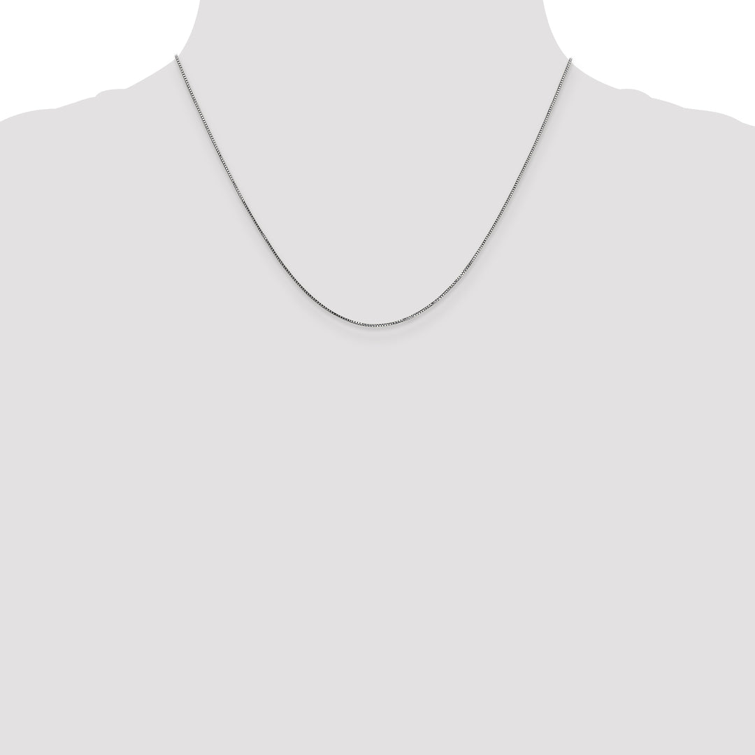 14k White Gold .7mm Box with Spring Ring Clasp Chain