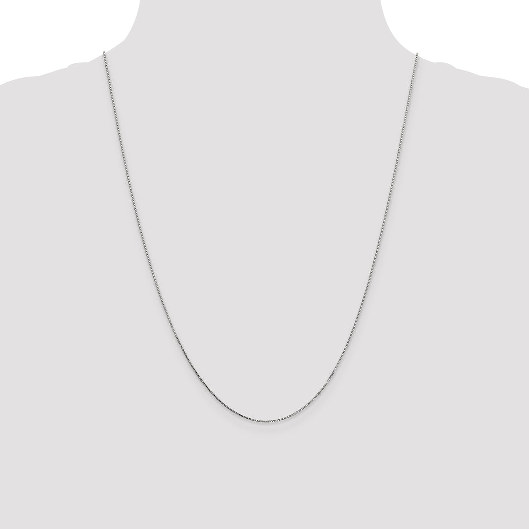 14k White Gold .7mm Box with Spring Ring Clasp Chain