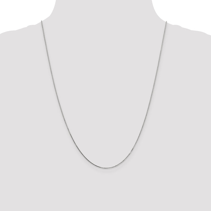 14k White Gold .7mm Box with Spring Ring Clasp Chain