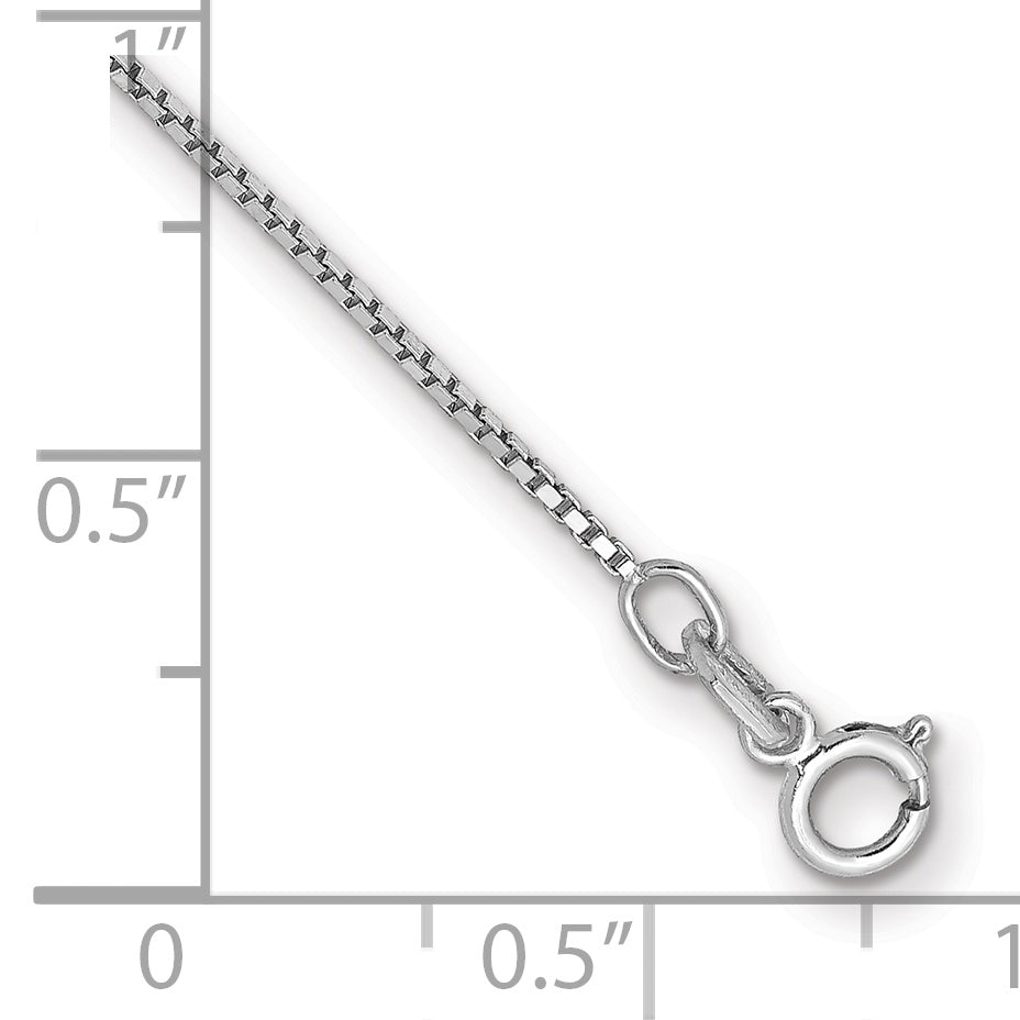 14k White Gold .9mm Box with Spring Ring Clasp Chain