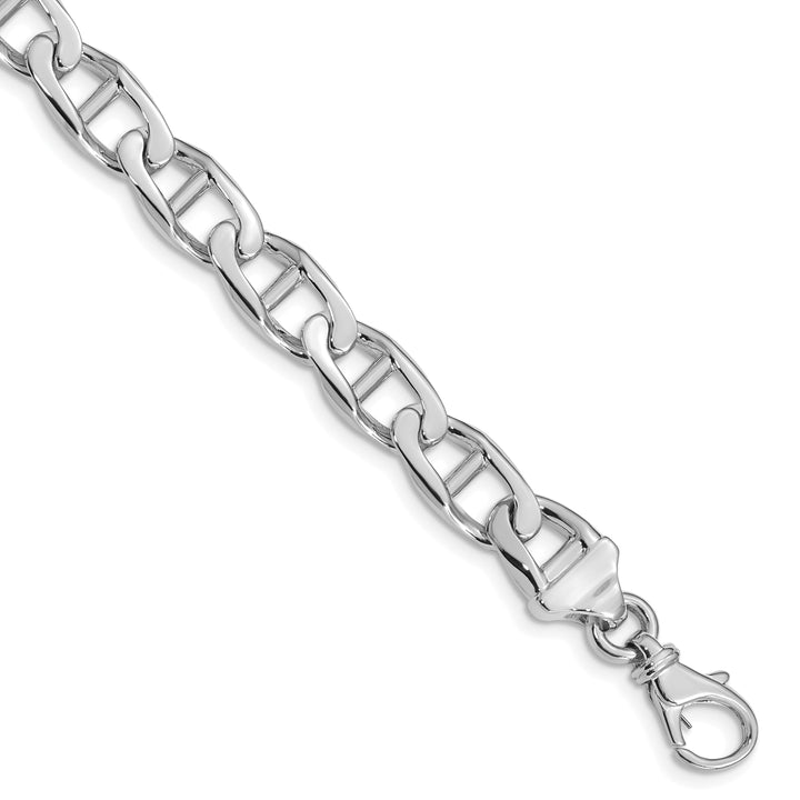 14k WG 9mm Hand-polished Anchor Link Bracelet