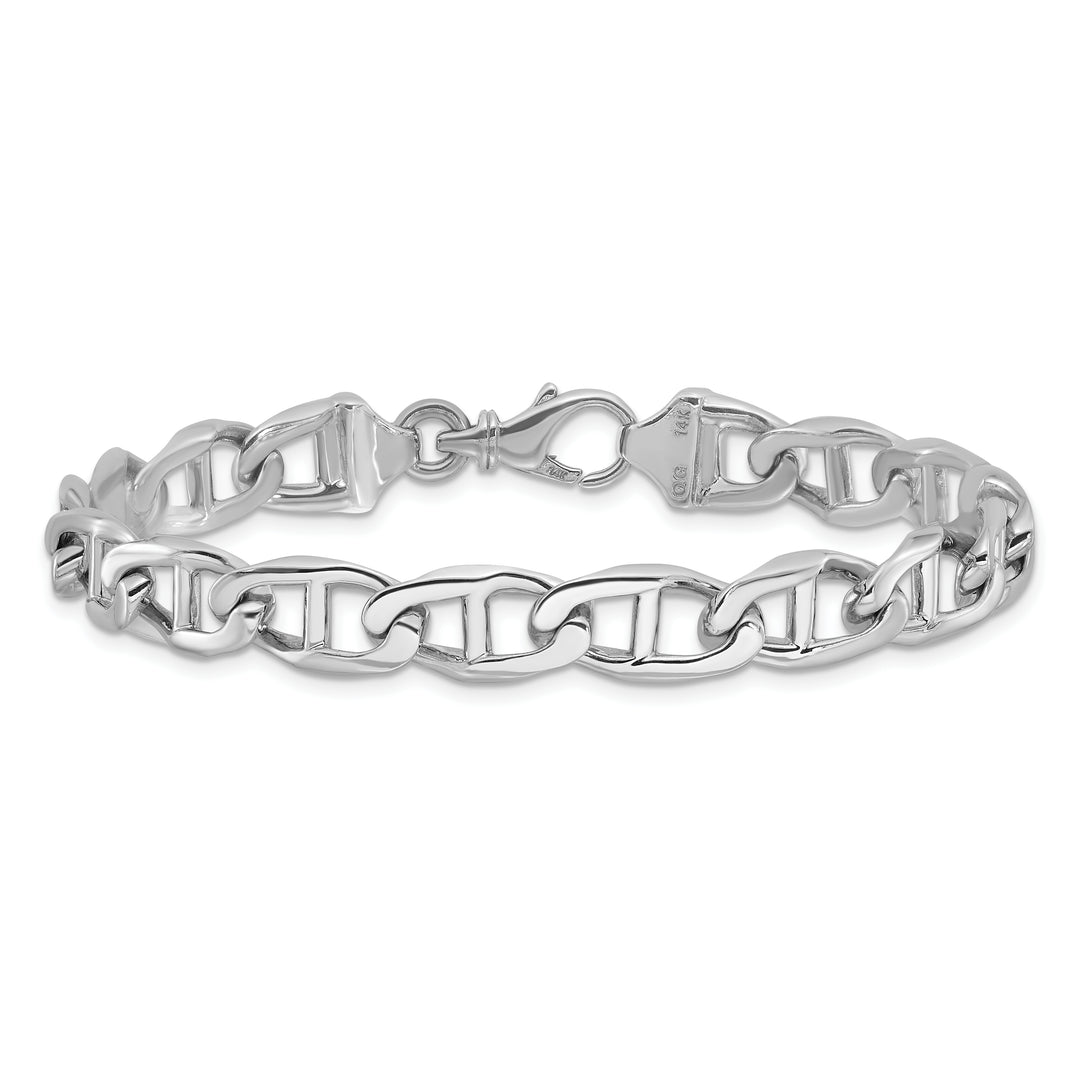 14k WG 9mm Hand-polished Anchor Link Bracelet