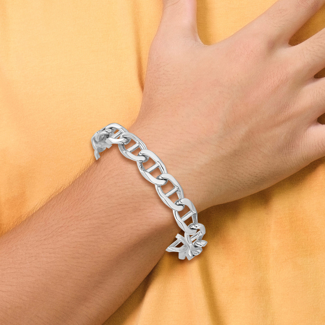 14k White Gold 10.3mm Hand-Polished Anchor Link Bracelet