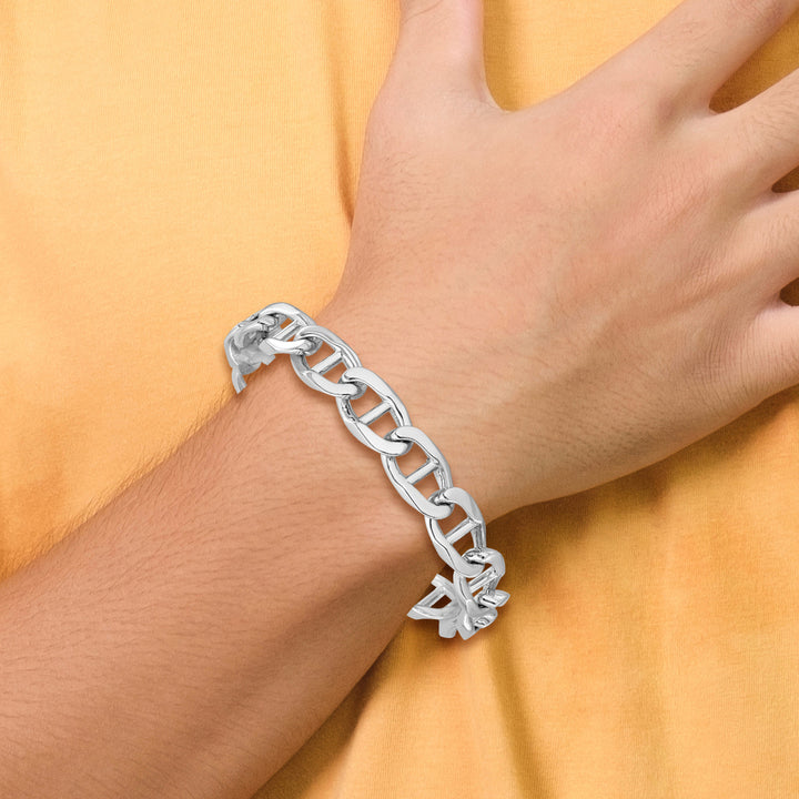 14k White Gold 10.3mm Hand-Polished Anchor Link Bracelet