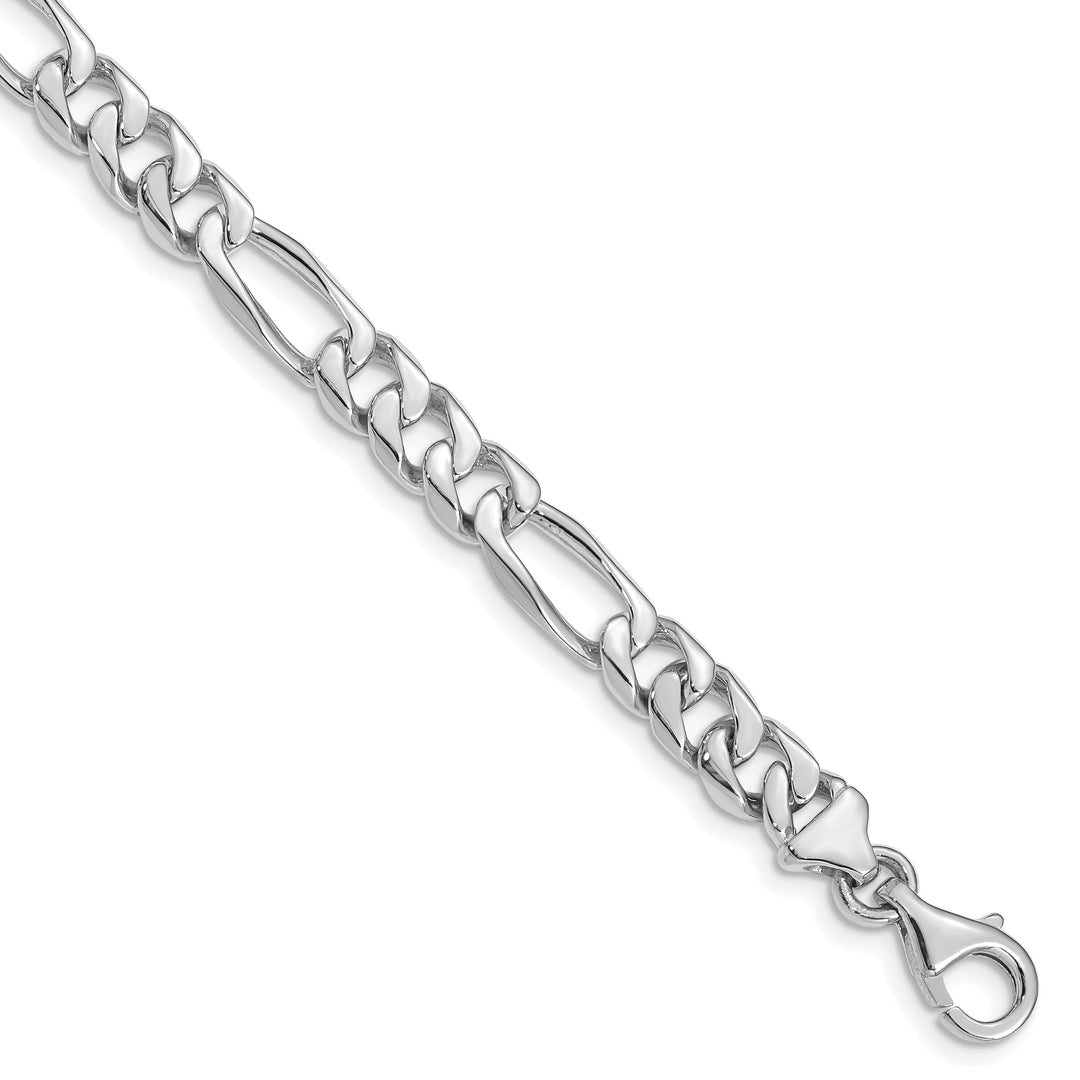 14k WG 7mm Hand-Polished Figaro Link Bracelet