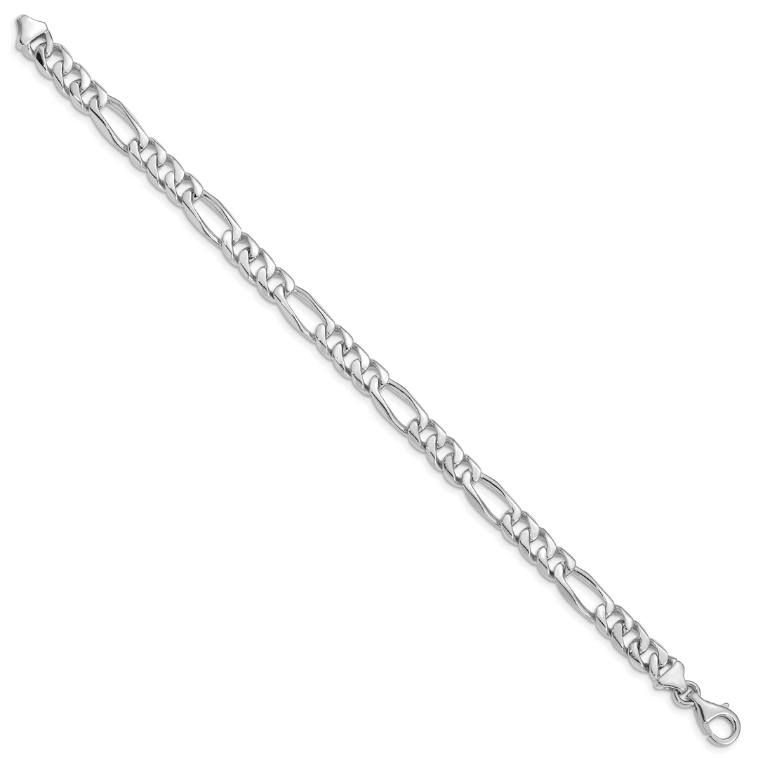 14k WG 7mm Hand-Polished Figaro Link Bracelet