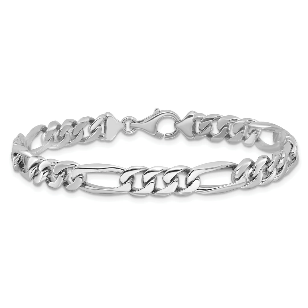 14k WG 7mm Hand-Polished Figaro Link Bracelet