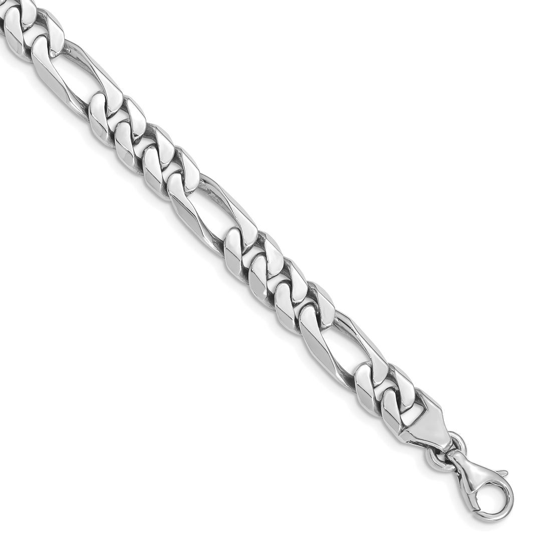 14k White Gold 8mm Hand-polished Figaro Link Chain