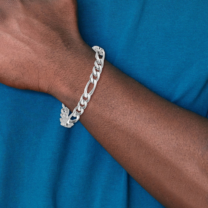 14k White Gold 8mm Hand-polished Figaro Link Chain