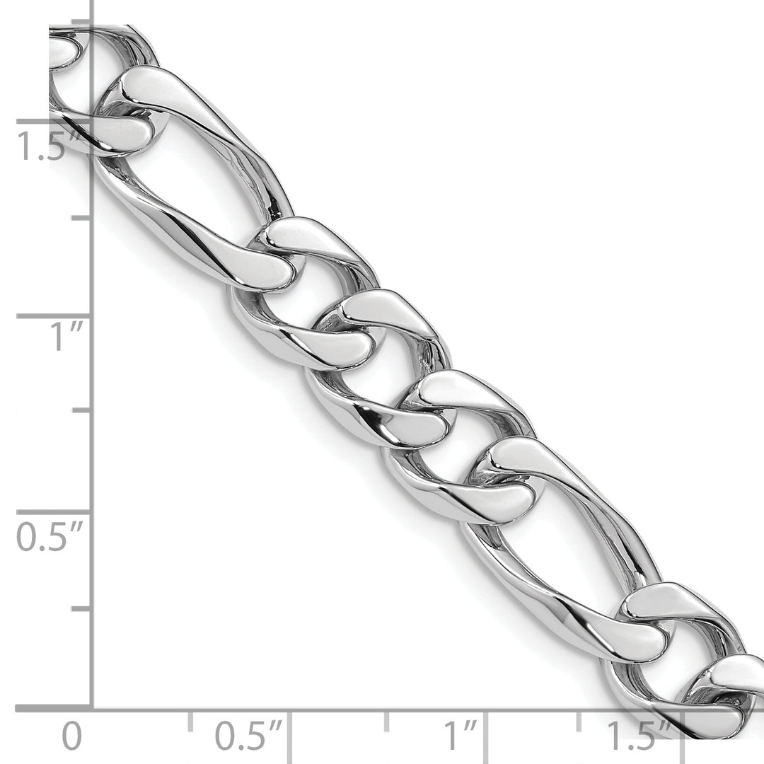 14k White Gold 9mm Hand-polished Figaro Link Chain