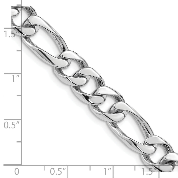 14k White Gold 9mm Hand-polished Figaro Link Chain