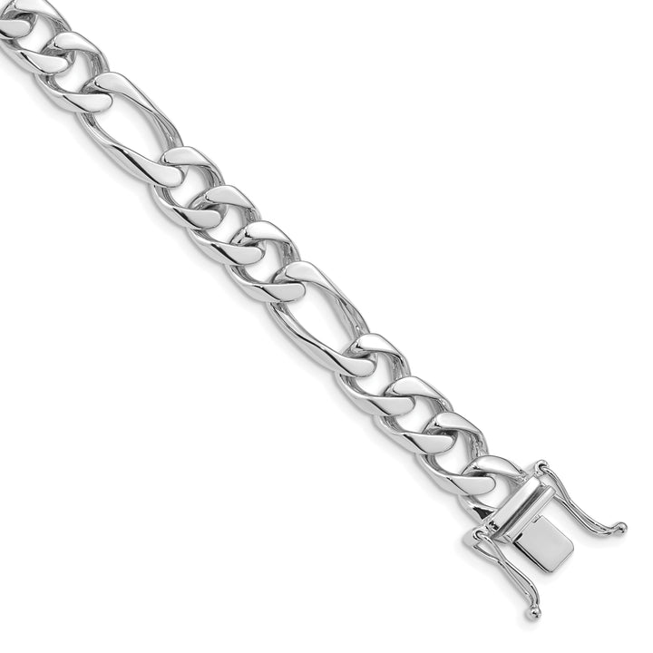 14k White Gold 9mm Hand-polished Figaro Link Bracelet