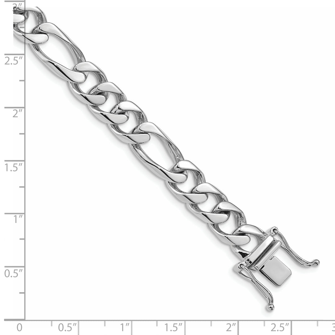 14k White Gold 9mm Hand-polished Figaro Link Bracelet