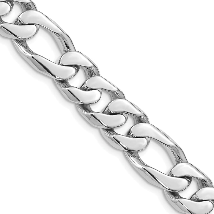 14K White Gold 10mm Hand-Polished Figaro Link Chain