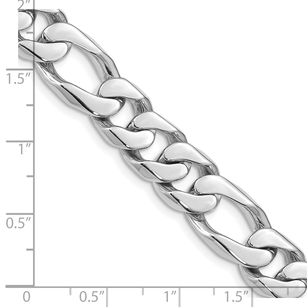 14K White Gold 10mm Hand-Polished Figaro Link Chain