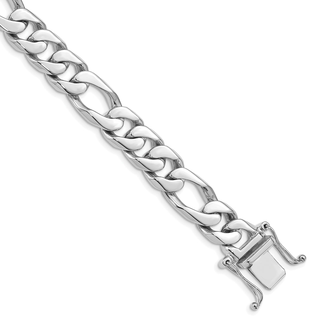 14K White Gold 10mm Hand-Polished Figaro Link Chain