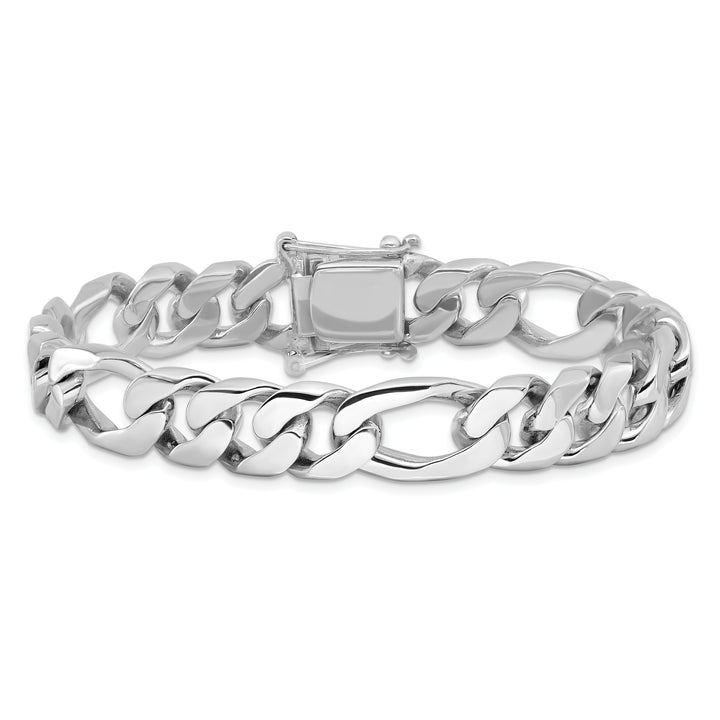 14K White Gold 10mm Hand-Polished Figaro Link Chain