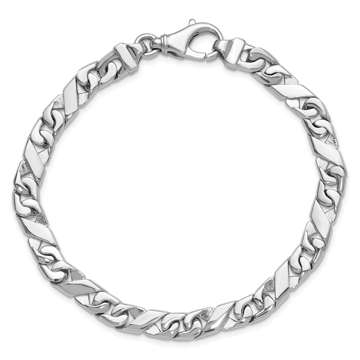 14K White Gold 6.7mm Hand-Polished Fancy Link Bracelet