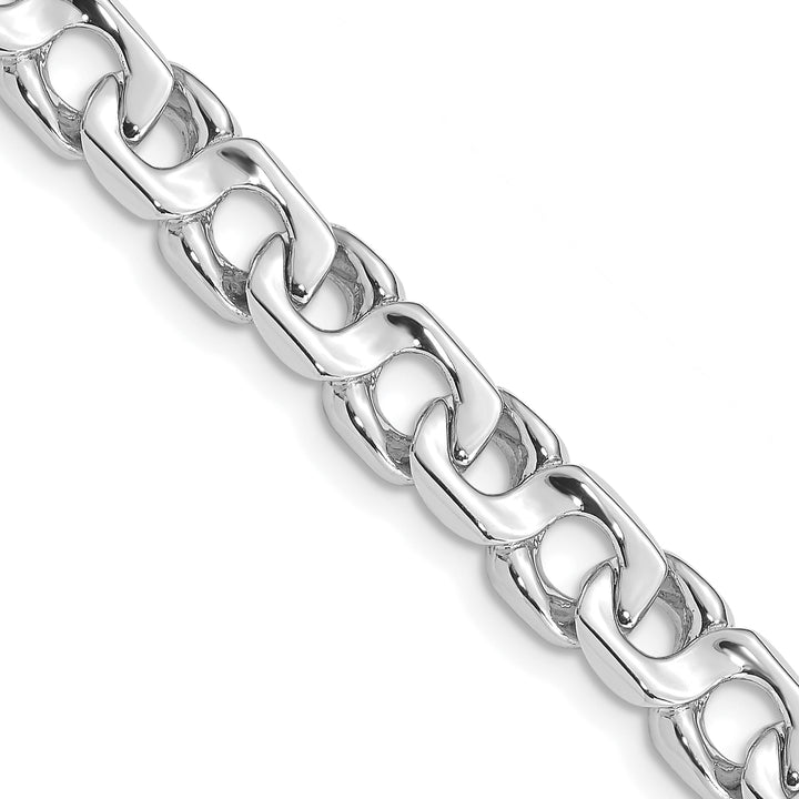 14K White Gold 7.4mm Hand-polished Fancy Link Chain