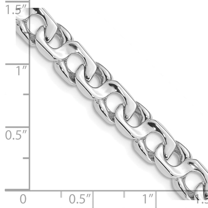 14K White Gold 7.4mm Hand-polished Fancy Link Chain