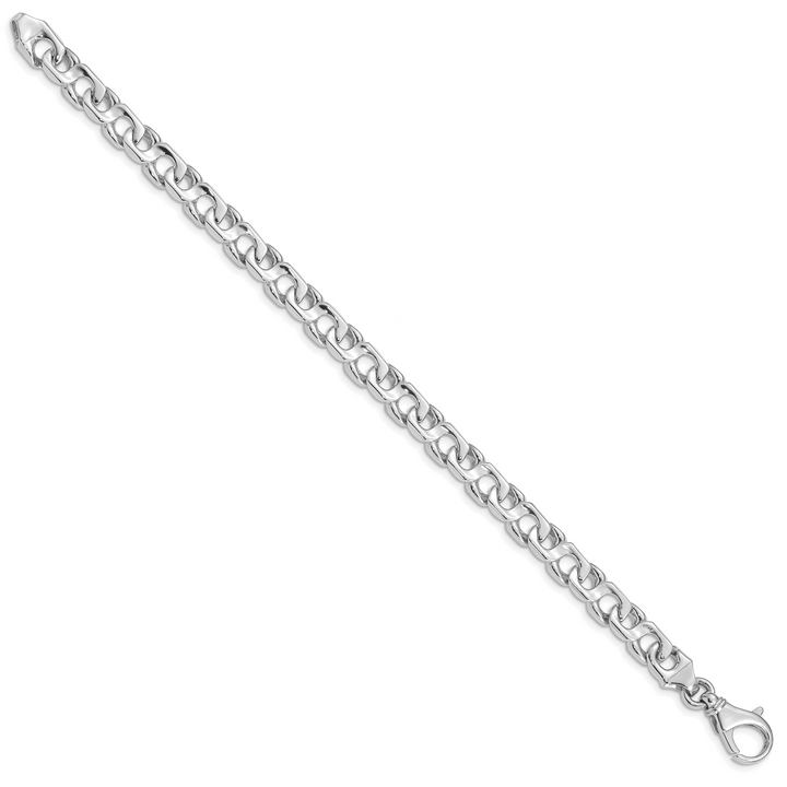14K White Gold 7.4mm Hand-polished Fancy Link Bracelet