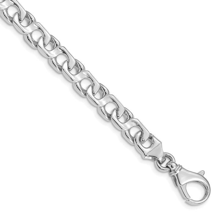 14K White Gold 7.4mm Hand-polished Fancy Link Bracelet
