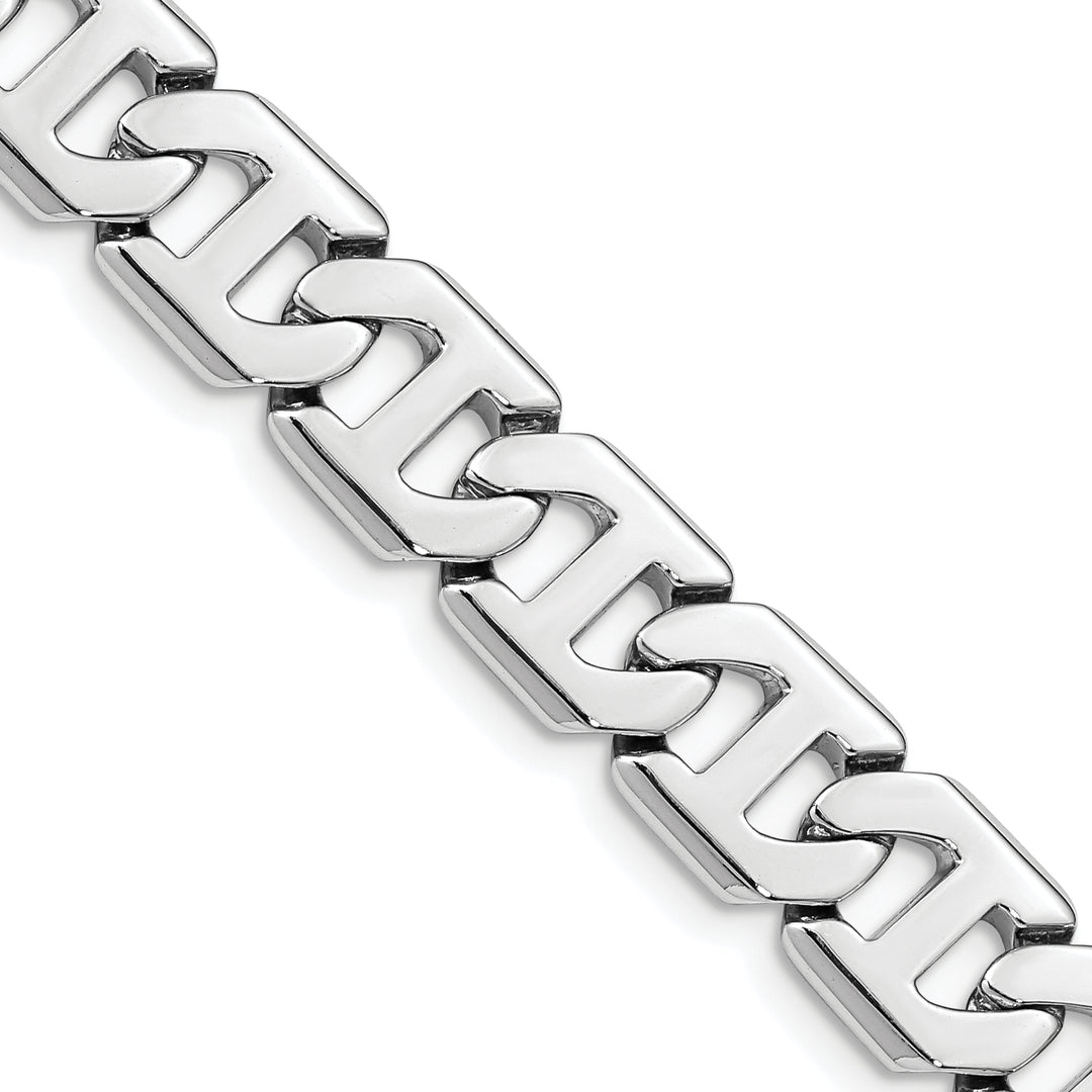 14k White Gold 10.2mm Hand-polished Fancy Link Chain