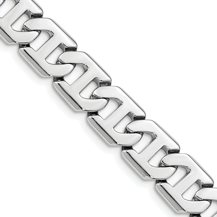 14k White Gold 10.2mm Hand-polished Fancy Link Chain