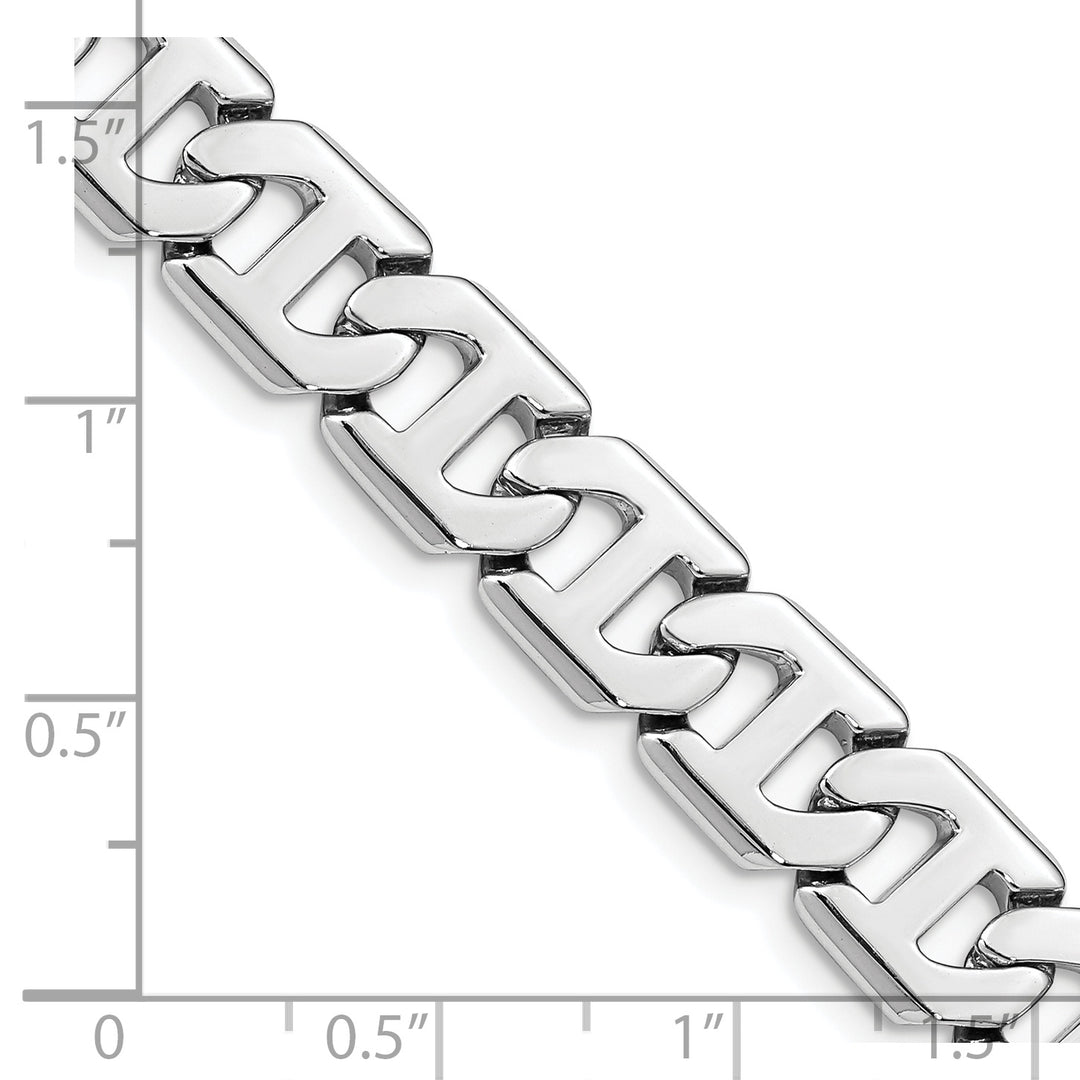 14k White Gold 10.2mm Hand-polished Fancy Link Chain
