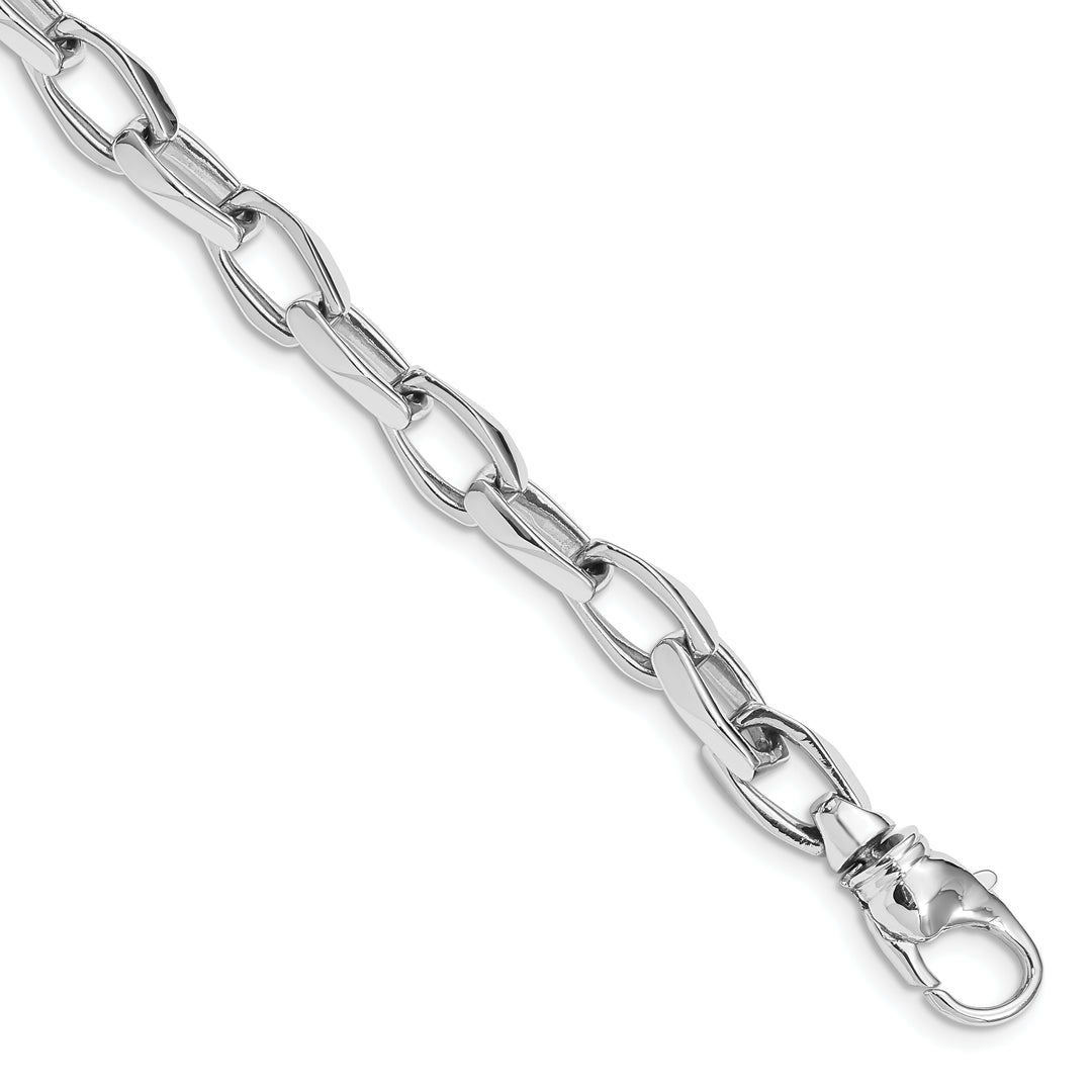 14K White Gold 6.8mm Hand-polished Fancy Link Chain