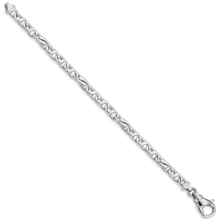 14K White Gold 5.8mm Hand Polished Fancy Link Bracelet
