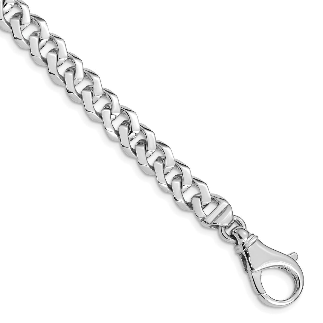 14k WG 8mm Hand-polished Fancy Link Bracelet