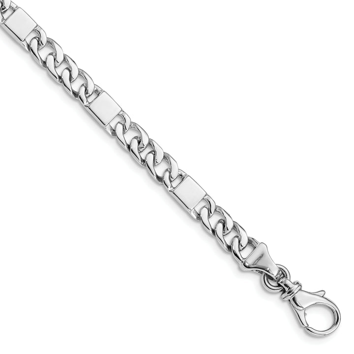 14k White Gold 5.6mm Hand-polished Fancy Link Bracelet