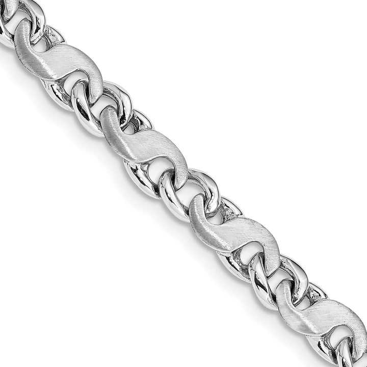 14k White Gold 5.4mm Hand-polished and Satin Link Chain