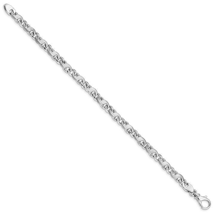 14k White Gold 5.4mm Hand-polished and Satin Link Bracelet
