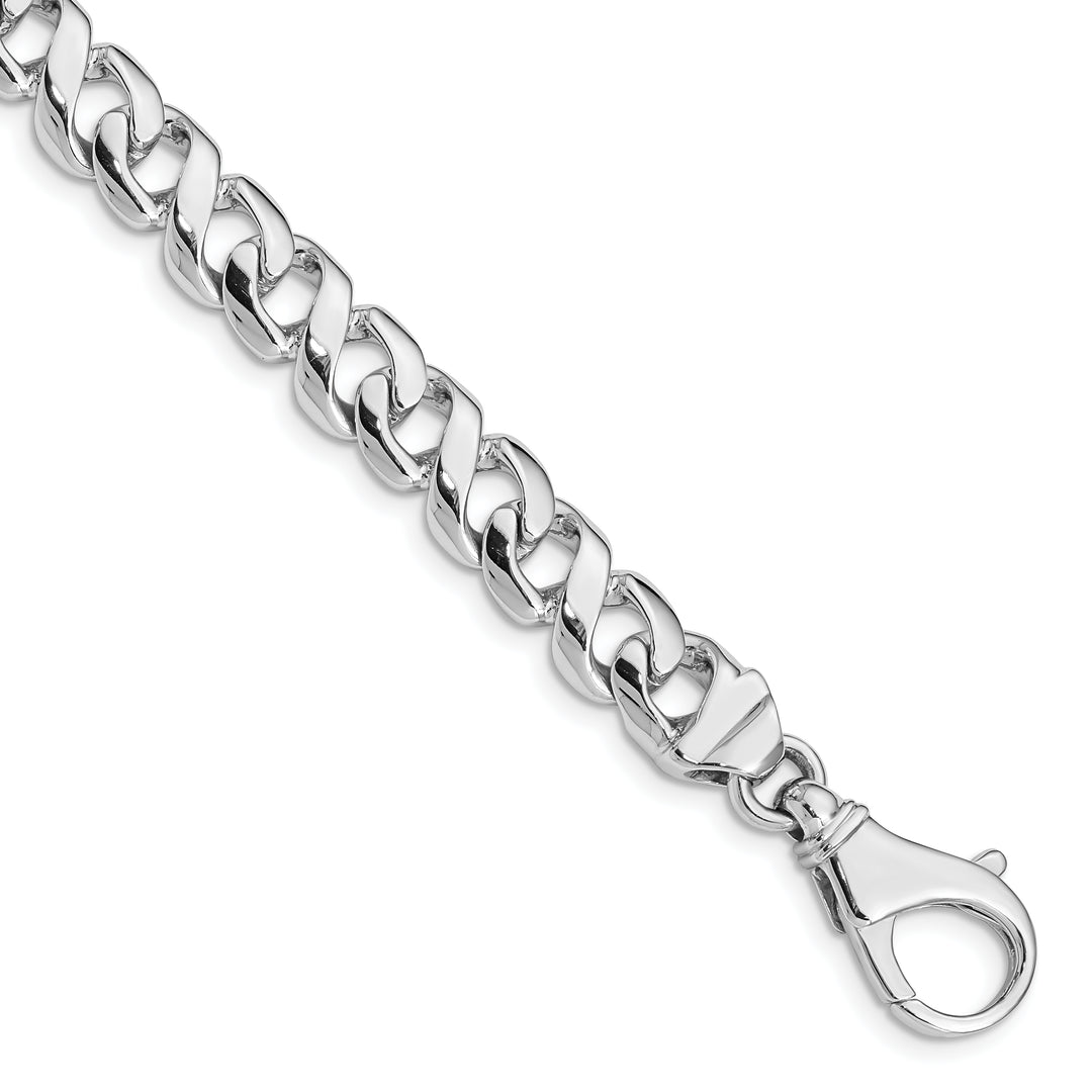 14k White Gold 8.75mm Hand-polished Fancy Link Bracelet