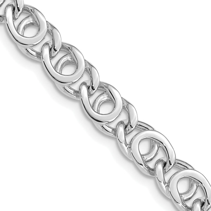 14K White Gold 7mm Hand Polished Fancy Link Chain