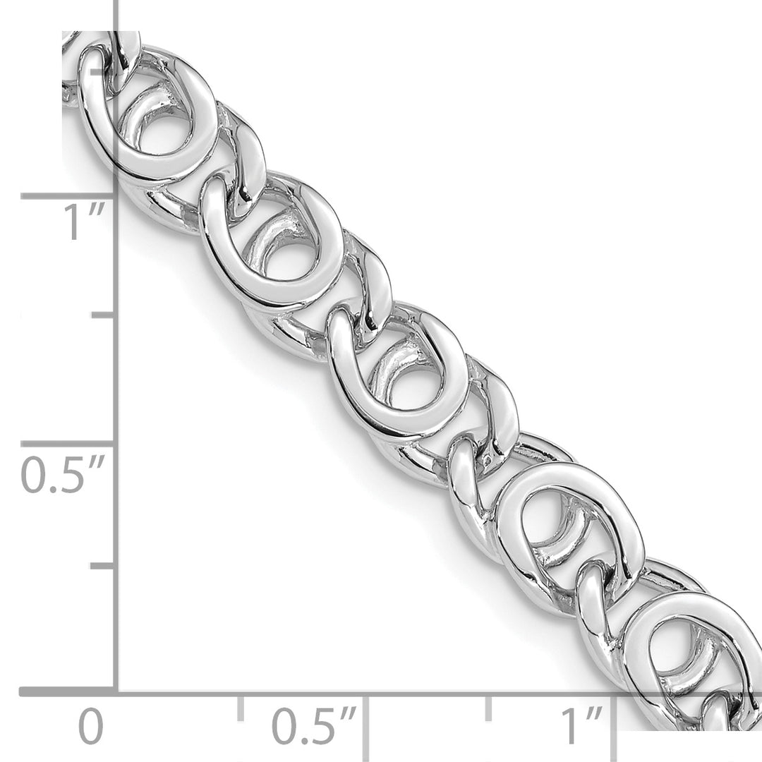 14K White Gold 7mm Hand Polished Fancy Link Chain