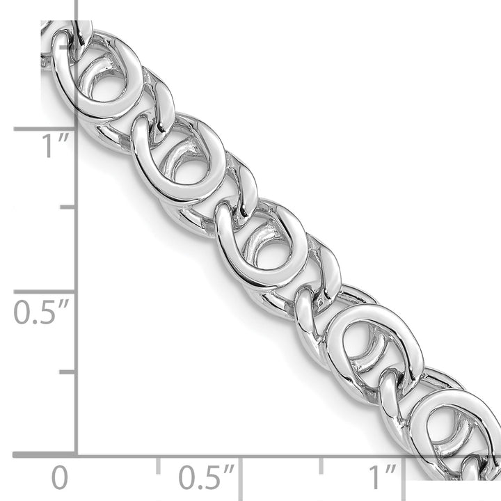 14K White Gold 7mm Hand Polished Fancy Link Chain