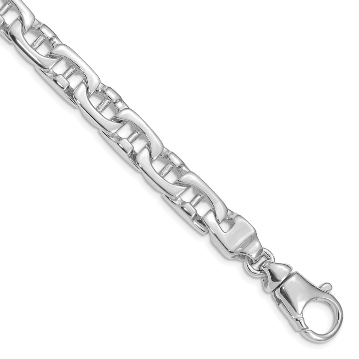 14K White Gold 8.5mm Hand-polished Fancy Link Bracelet